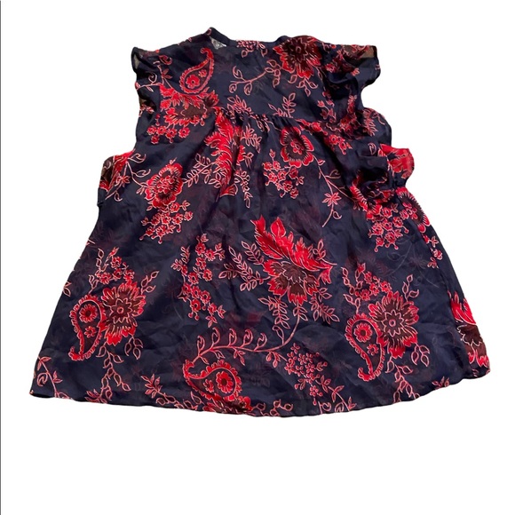 Lucky brand flowy chiffon sheer floral boho blouse size S - Picture 4 of 10